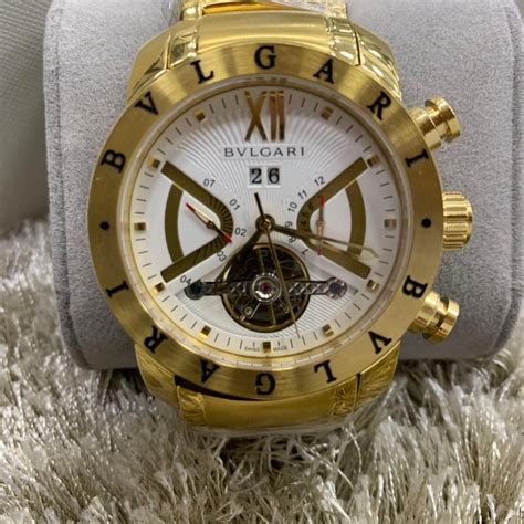 relogio bvlgari iron man dourado automatico